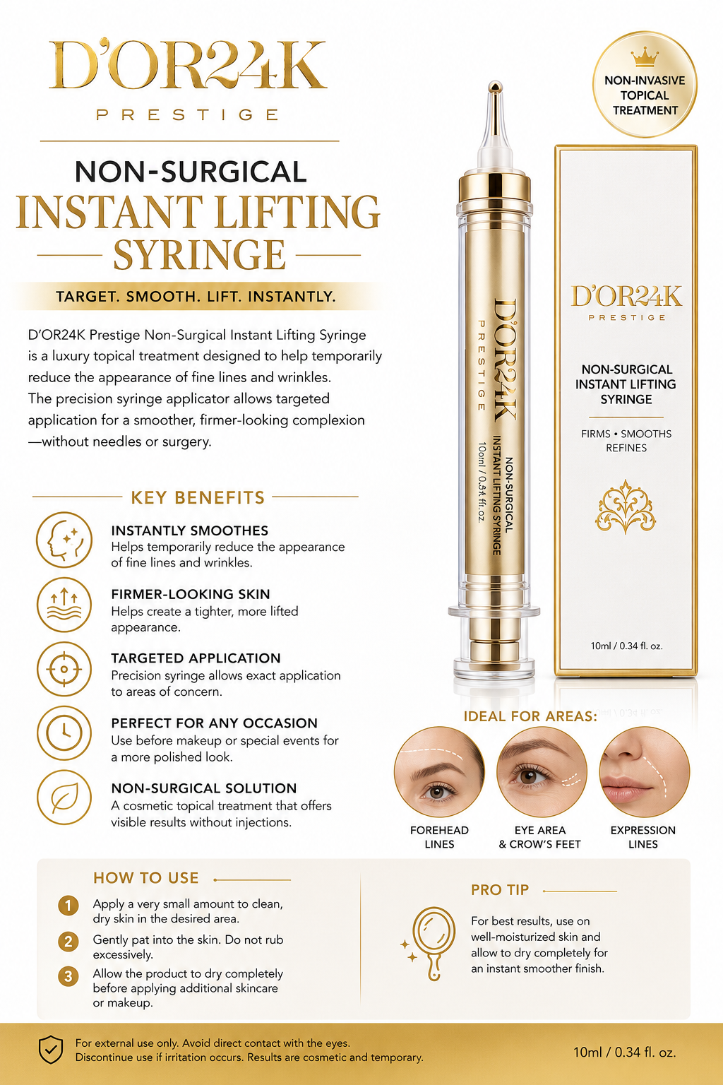 D'OR24K PRESTIGE NON- SURGICAL INSTANT LIFTING SYRINGE