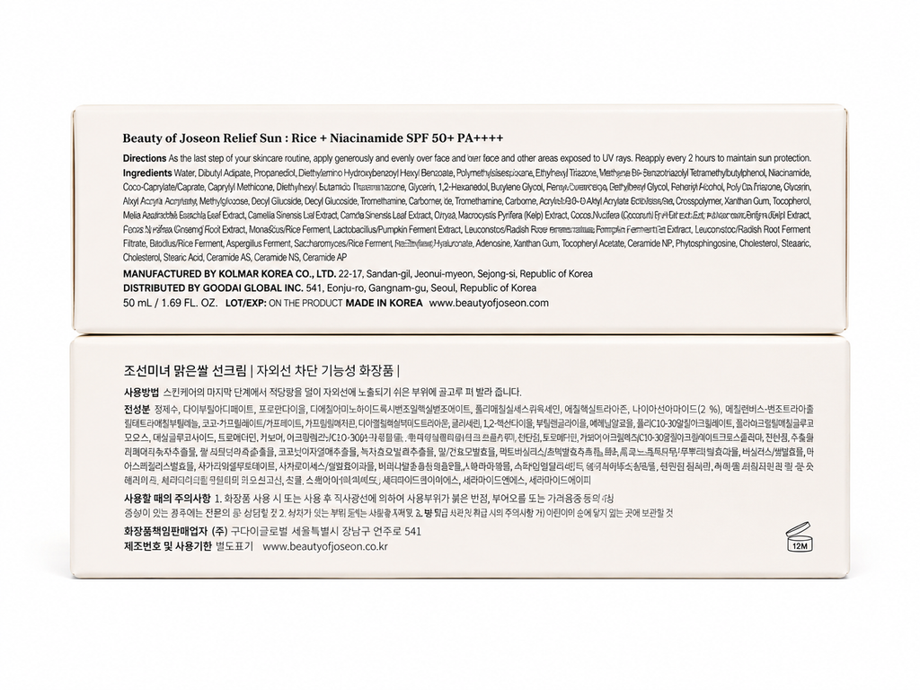 Beauty of Joseon Relief Sun Rice t Niacinamide SPA 50 PA